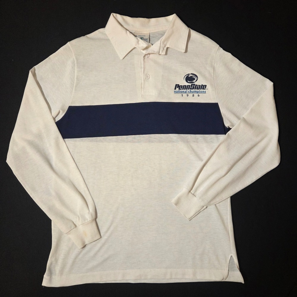 Vintage Willow Pointe Penn State 1986 National Champions Long Sleeve Polo Size M